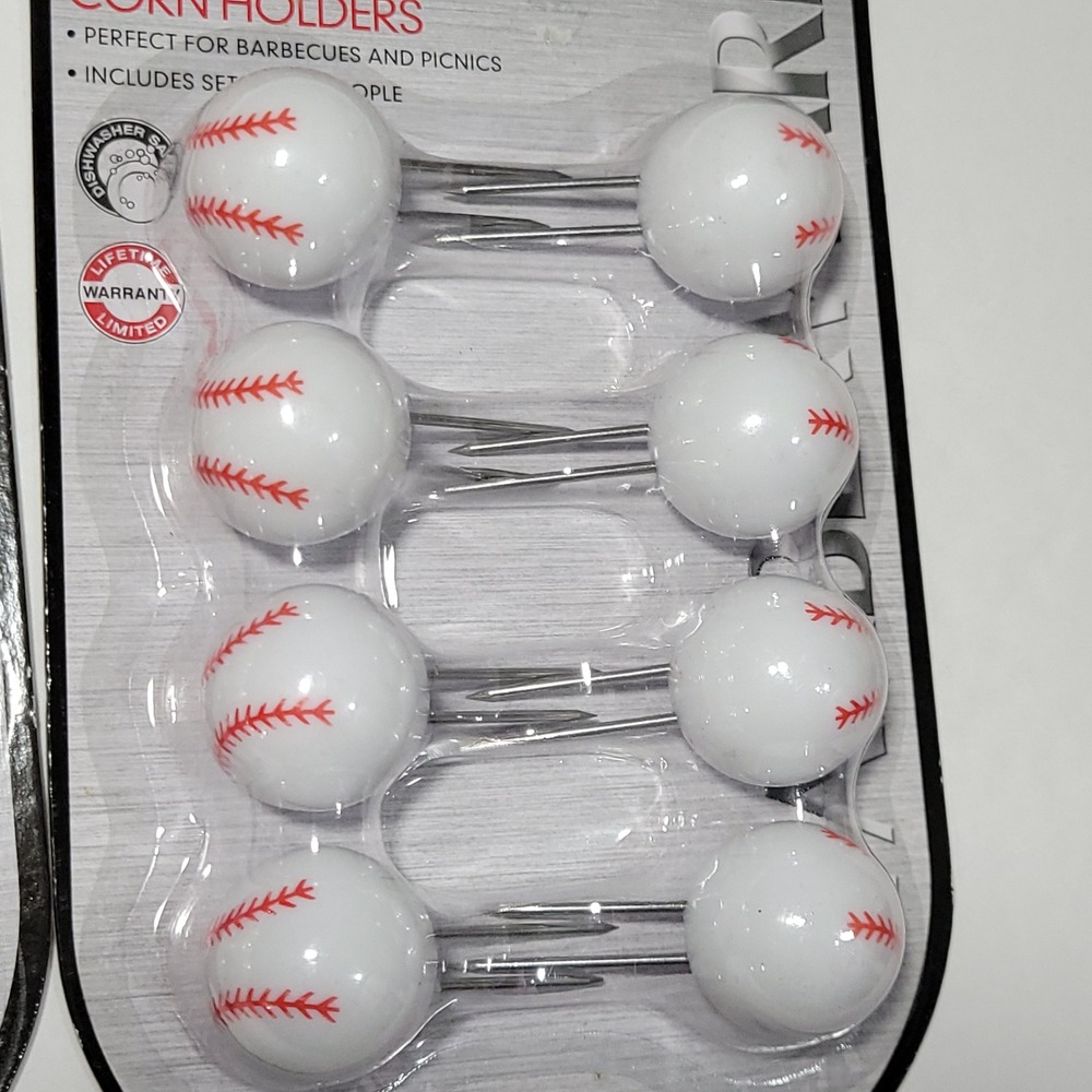 Farberware Corn Cob Holders Baseball Sports 2-Pack 8 Pairs Total Corncob Sports - Picture 3 of 4